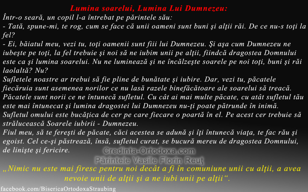 Lumina soarelui, Lumina Lui Dumnezeu