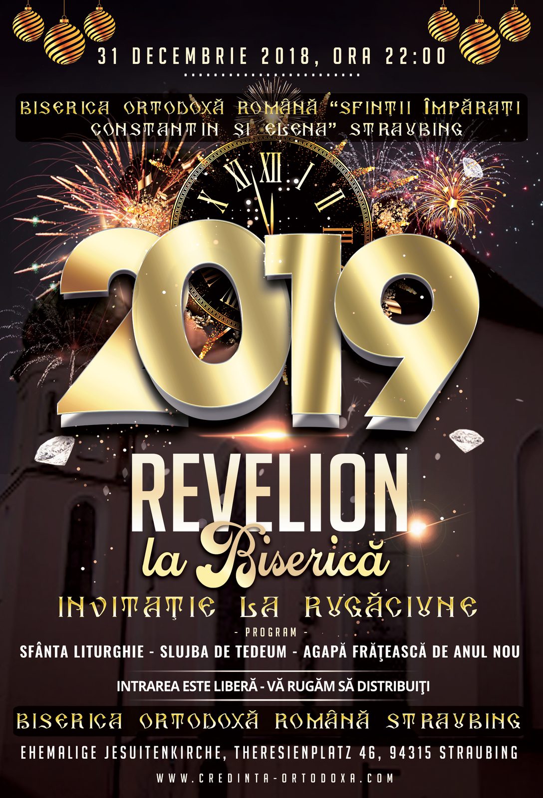 Revelion 2019 la Biserica Ortodoxă din Straubing - Invitaţie la rugăciune