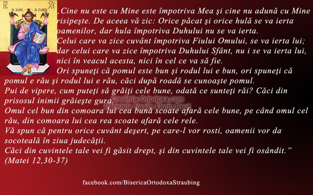 Cine nu este cu Mine este impotriva Mea si cine nu adună cu Mine risipeste