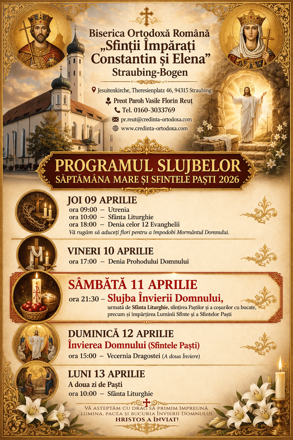 Slujba Învierii Domnului – Sfintele Paști 2026