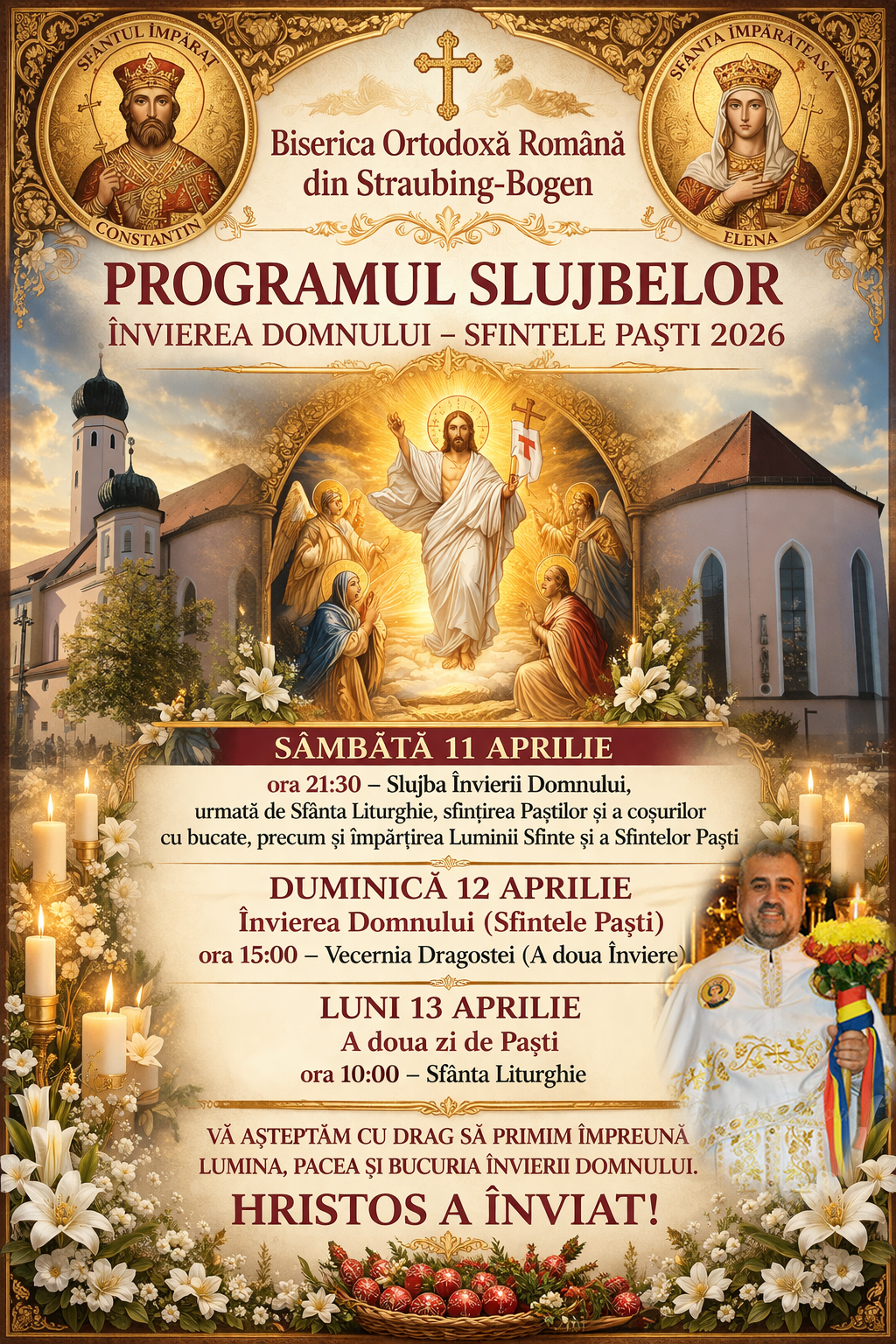 Slujba Învierii Domnului – Sfintele Paști 2026 la Biserica Ortodoxă Română din Straubing-Bogen