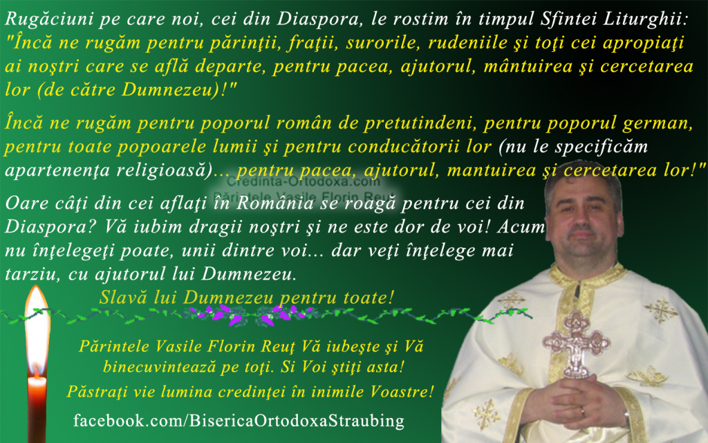 Rugaciuni pe care noi, cei din Diaspora, le rostim in timpul Sfintei Liturghii