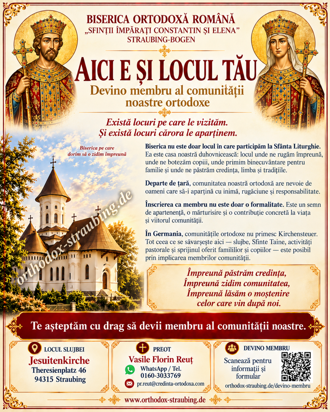AICI E ȘI LOCUL TĂU! Devino membru al comunității noastre ortodoxe