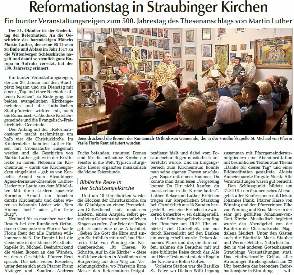 Beeindruckend die Ikonen der Rumänisch-Orthodoxen Gemeinde, die in der Friedhofskapelle St. Michael von Pfarrer Vasile Florin Reut erläutert wurden.
