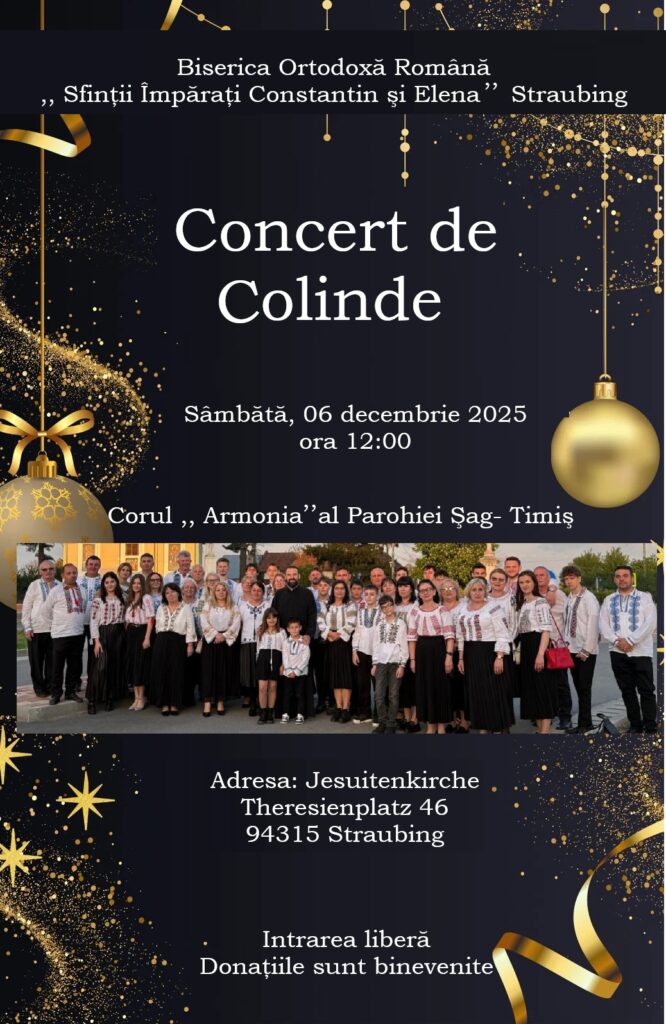 Invitatie la Concert de Colinde în Straubing – Sâmbătă, 06 decembrie 2025
