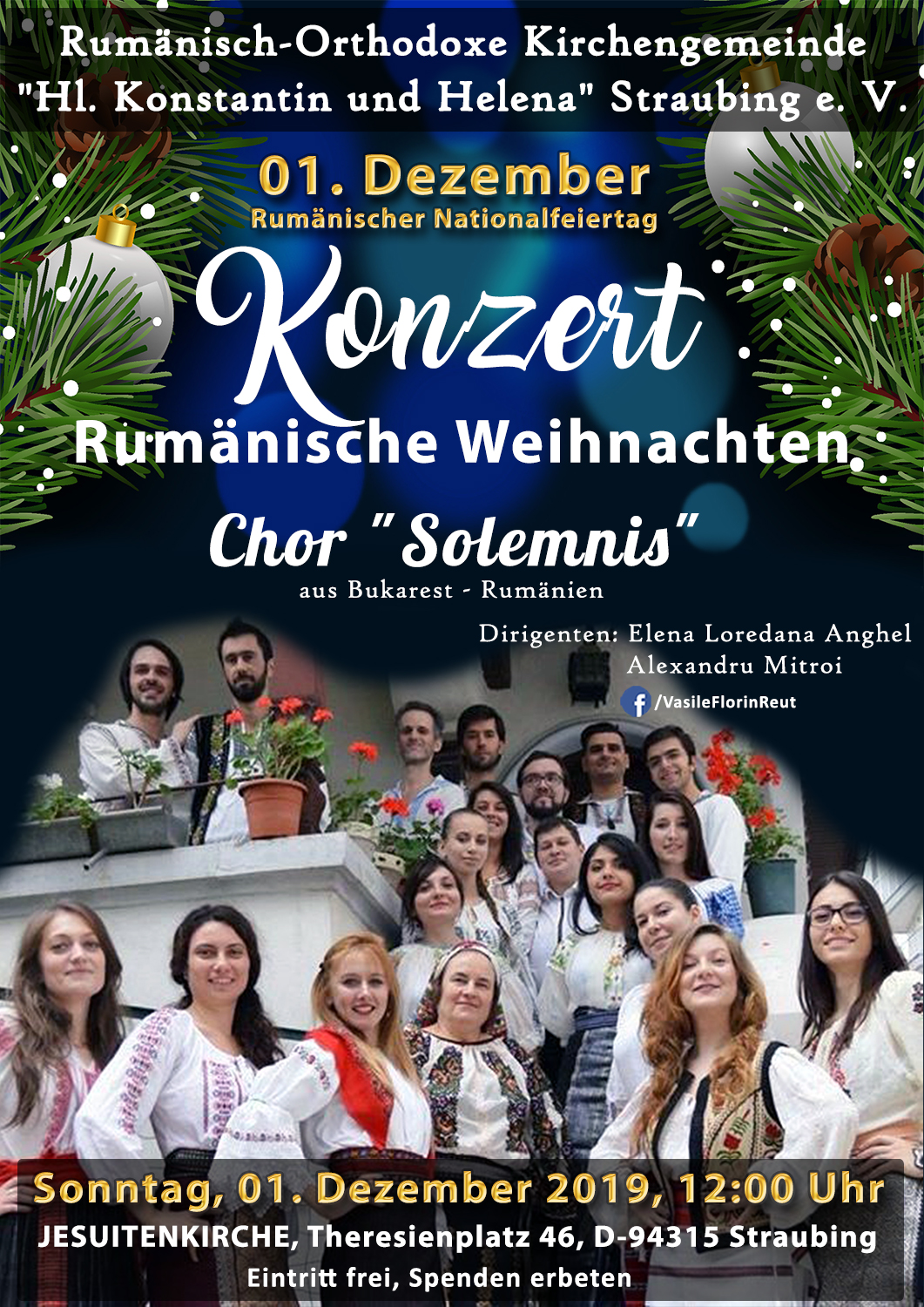 Ziua Naţională a României 2019: Sfânta Liturghie şi CONCERT DE COLINDE la Straubing – Corul „SOLEMNIS” din Bucureşti