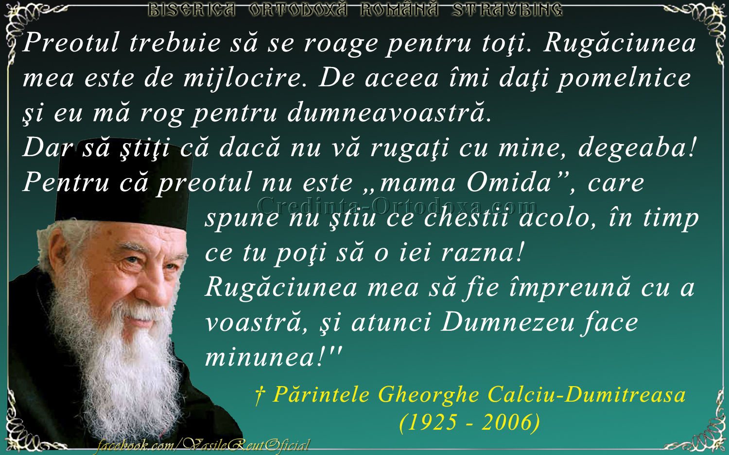 Parintele Gheorghe Gheorghe Calciu Dumitreasa - Dumnezeu face minuni când rugăciunea ta e unită cu rugăciunea preotului