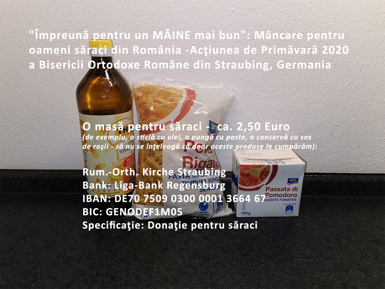 "Împreună pentru un MÂINE mai bun": Mâncare pentru oameni săraci din România: Acţiunea de Primăvară 2020