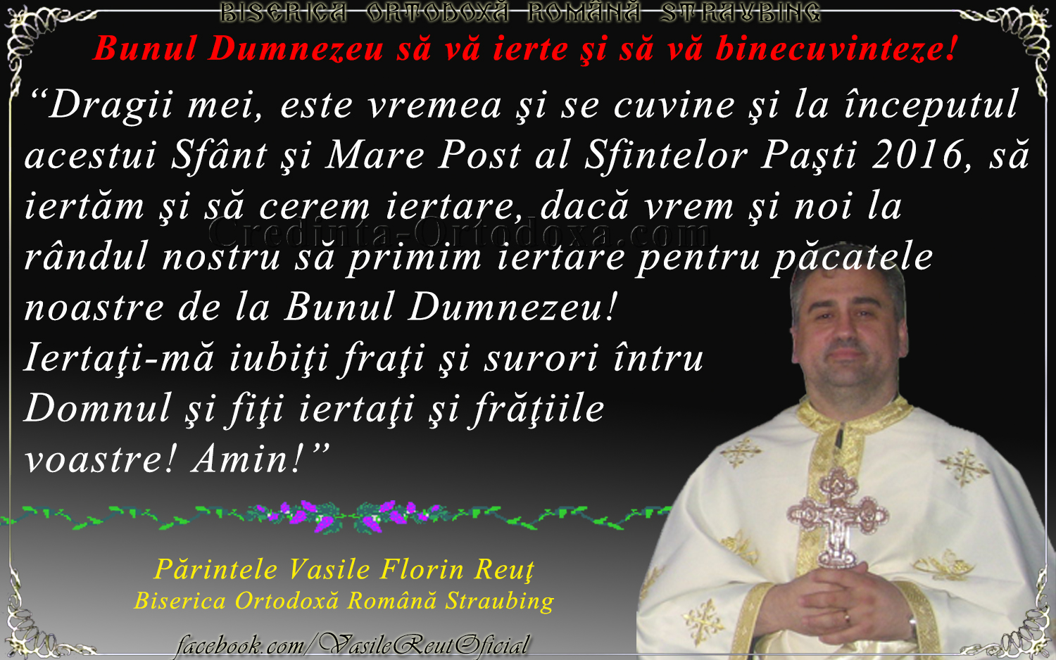 Chemare la post și rugăciune – Pastorală la începutul Postului Mare 2016